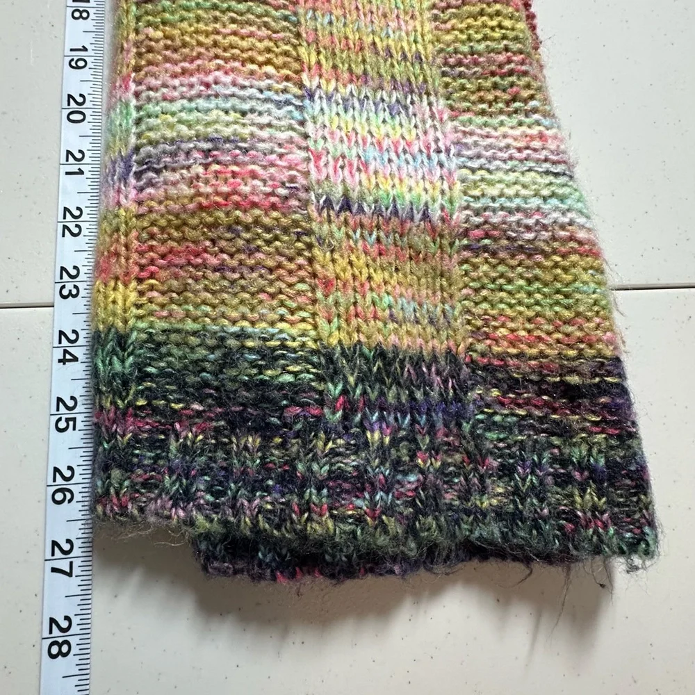 Vtg Y2K Rainbow Striped Tunic Sweater Sz S V Neck Hippie Indie Boho‎